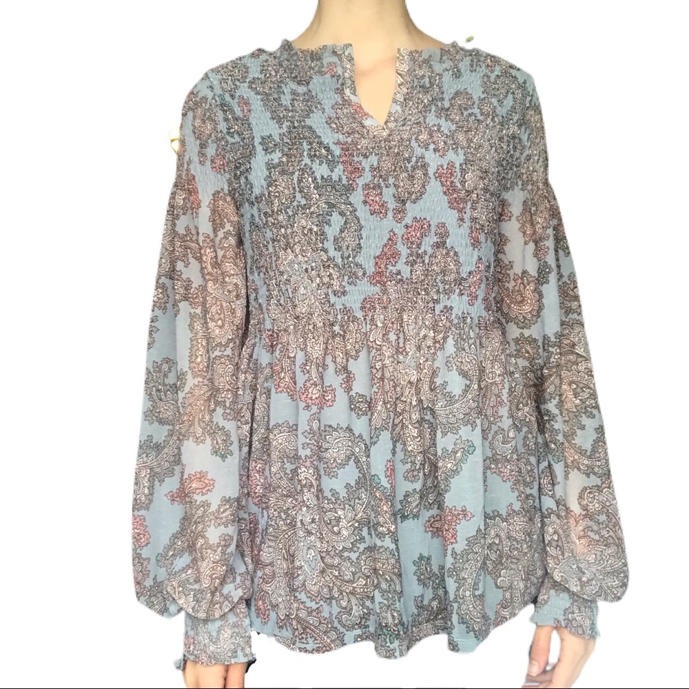 AKEMI + KIN long sleeve paisley print tunic top